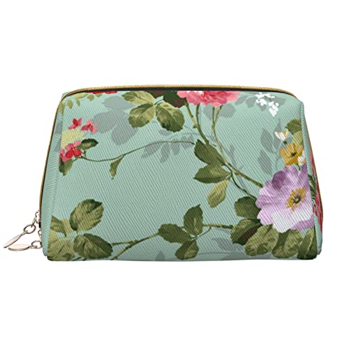 Pathway Kosmetiktasche aus Leder, niedliche Reise-Make-up-Tasche, Make-up-Tasche, tragbare Kosmetiktasche, Reise-Kosmetiktasche für Damen und Mädchen, blume, Einheitsgröße von Evius