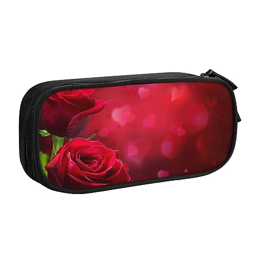 Rose Represents Love Pencase Funny Pencil Cases Pencil Pouch with Zipper Compartments Aesthetic Pencil Bag Office Supplies Organizer (3 Colors Black/Blue/Pink), Beauty Rose, Einheitsgröße, von Evius