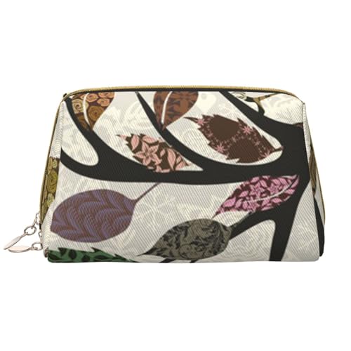 Sky Flamingo Kosmetiktasche aus Leder, niedliche Reise-Make-up-Tasche, Make-up-Tasche, tragbare Kosmetiktasche, Reise-Kosmetiktasche für Damen und Mädchen, Vögel auf Ästen, Einheitsgröße von Evius