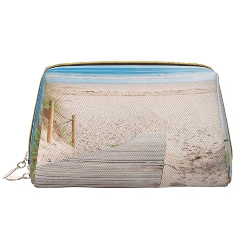 Sunset Kosmetiktasche aus Leder, niedliche Reise-Make-up-Tasche, Make-up-Tasche, tragbare Kosmetiktasche, Reise-Kosmetiktasche für Damen und Mädchen, Strandlandschaft, Einheitsgröße von Evius