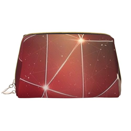 Sunshine Kosmetiktasche mit Sonnenblumenfeld, Leder, niedliche Reise-Make-up-Tasche, Make-up-Tasche, tragbare Kosmetiktasche, Reise-Kosmetiktasche für Damen und Mädchen, Rote Galaxie-Konstellation, von Evius