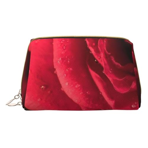 Weiße Blüte süße Reise-Make-up-Tasche, kleine Make-up-Tasche, Kulturbeutel, tragbare Kosmetiktasche, Reise-Kosmetiktasche, Leder-Kosmetiktasche für Damen und Mädchen, Rote Rose mit Kerze, von Evius