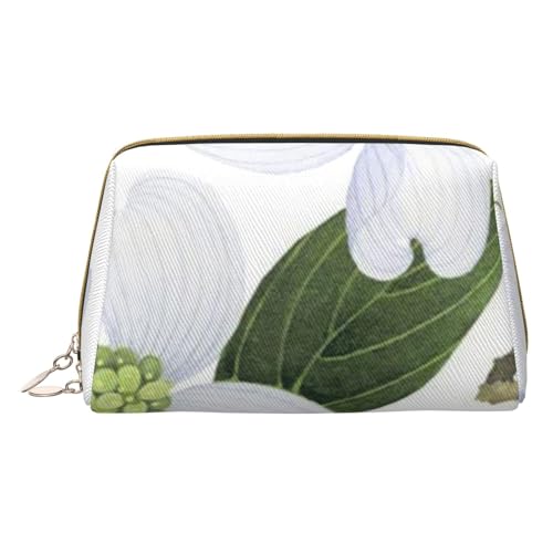 Weiße Blüte süße Reise-Make-up-Tasche, kleine Make-up-Tasche, Kulturbeutel, tragbare Kosmetiktasche, Reise-Kosmetiktasche, Leder-Kosmetiktasche für Damen und Mädchen, White Blossom, Einheitsgröße von Evius