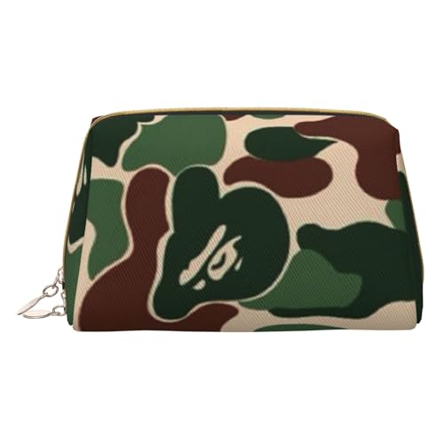 Weiße Blüte süße Reise-Make-up-Tasche, kleine Make-up-Tasche, Kulturbeutel, tragbare Kosmetiktasche, Reise-Kosmetiktasche, Leder-Kosmetiktasche für Damen und Mädchen, camouflage grün, Einheitsgröße von Evius