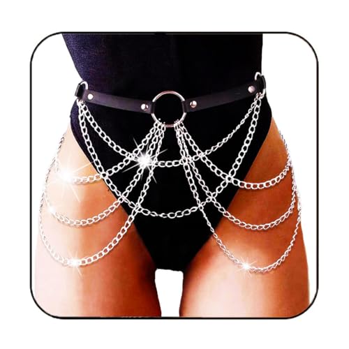 Evivin Lederkette Gürtel Punk Leder Taillenkette Schwarz Körperketten für Frauen Evivin Lederkette Gürtel Punk Leder Taillenkette Schwarz Körperketten für Frauen von Evivin