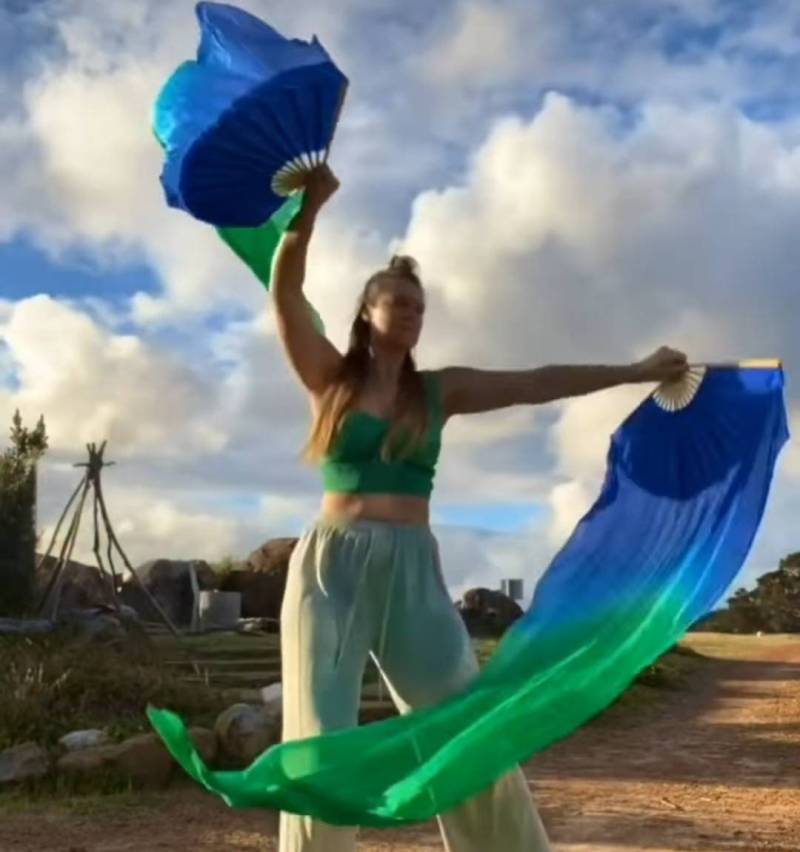 Ein Paar Fächer Schleier Für Bauchtanz Aus Seide von EvlinSilksUSA