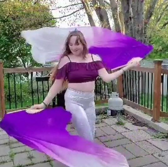 Paar 100% Seide Bauchtanz Fächer Schleier Free Case Paar 100% Seide Bauchtanz Fächer Schleier Free Case von EvlinSilksUSA