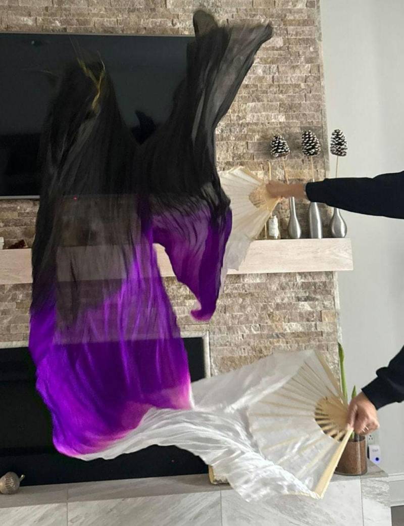 Paar 100% Seide Bauchtanz Fächer Schleier Uv Free Case Paar 100% Seide Bauchtanz Fächer Schleier Uv Free Case von EvlinSilksUSA