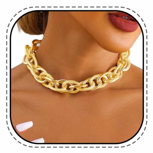 Evlry Boho Chunky Choker Halskette Gold Cuba Link Hip Hop Halsketten Punk Halskette Kette für Damen von Evlry