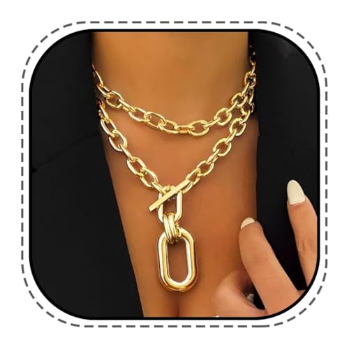 Evlry Boho Chunky Choker Halskette Gold Lagen Cuba Link Hip Hop Halsketten Punk Halskette Kette für Frauen von Evlry