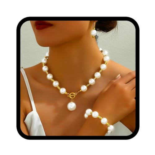 Evlry Boho Perlen Halskette und Ohrringe Sets Gold Choker Armband Schmuck Sets für Damen von Evlry