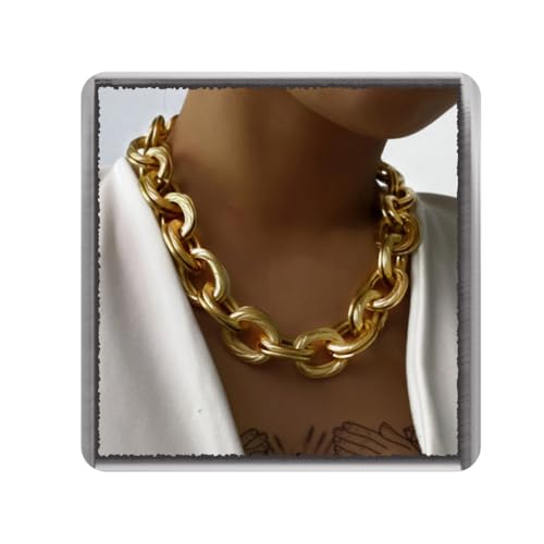 Evlry Chunky Choker-Halskette aus Gold mit kubanischen Gliedern und Doppel-O-Gliedern, Punk-Hip-Hop-Schmuck für Frauen von Evlry