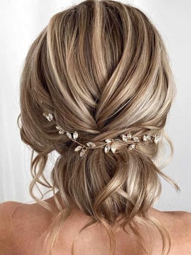 Evlry Hochzeit Kristall Haar Rebe Silber Strass Braut Haarranken Blatt Kopfschmuck Braut Haarschmuck für Frauen (Silber) von Evlry