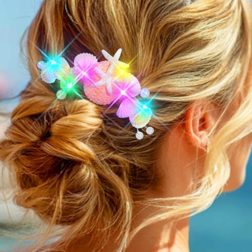 Evlry LED Seestern Haarkamm Leuchtende Perlen Haarschmuck Muschel Haarteil für Frauen und Mädchen Evlry LED Seestern Haarkamm Leuchtende Perlen Haarschmuck Muschel Haarteil für Frauen und Mädchen von Evlry