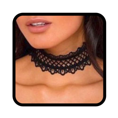 Evlry Spitzen-Choker-Halskette Schwarz elastisch dehnbar Halsketten Kette Hohlblume Schmuck für Damen und Mädchen Evlry Spitzen-Choker-Halskette Schwarz elastisch dehnbar Halsketten Kette Hohlblume Schmuck für Damen und Mädchen von Evlry