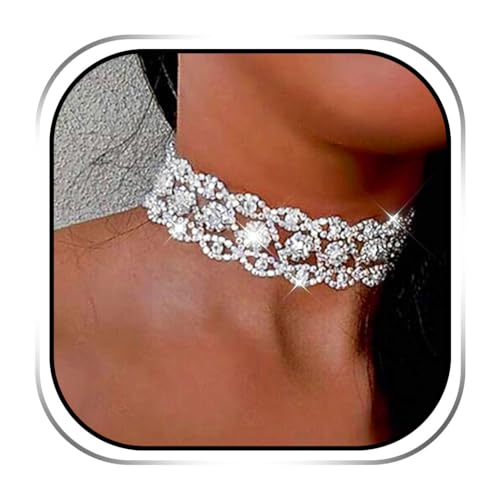 Evlry Strass Choker Halskette Silber Diamant Collier Schmuck für Frauen and Mädchen von Evlry