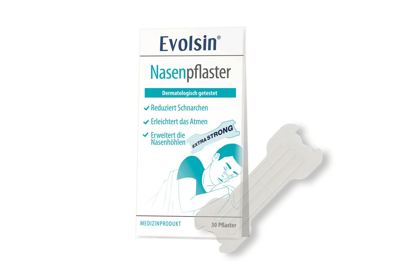 Evolsin Nasenpflaster Evolsin® Anti Schnarch Nasenpflaster I Effektiv schnarchen verhindern (30 St), Erleichtert das Atmen, Reduziert Schnarchen, Erweitert die Nasenhöhlen von Evolsin