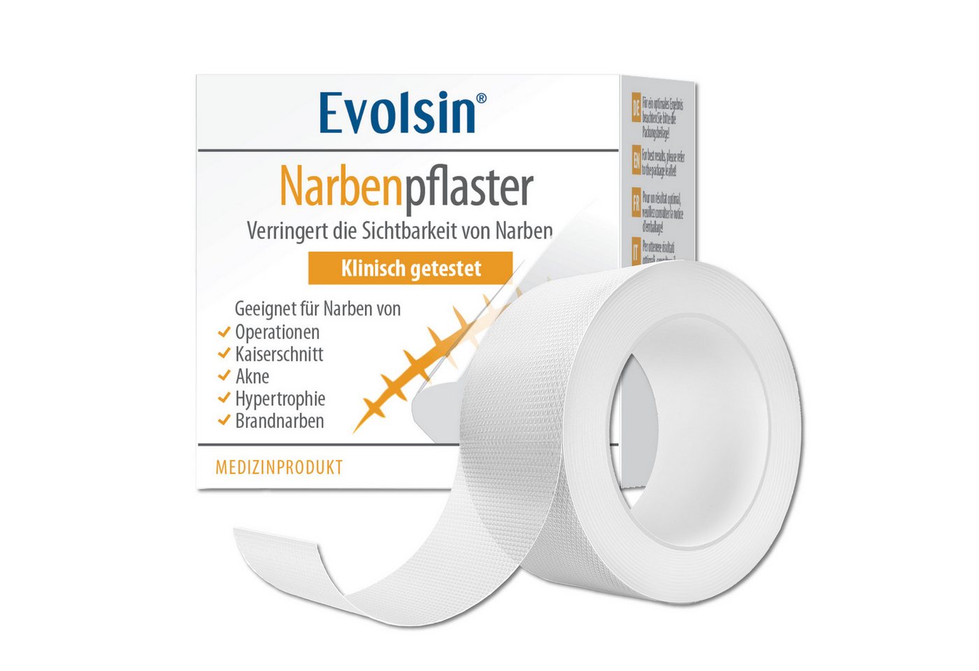 Evolsin Wundpflaster Transparentes Narbenpflaster bei OP & Kaiserschnitt Narben, Diskrete Anwendung, Optimale Anwendung, Atmungsaktives Silikon von Evolsin