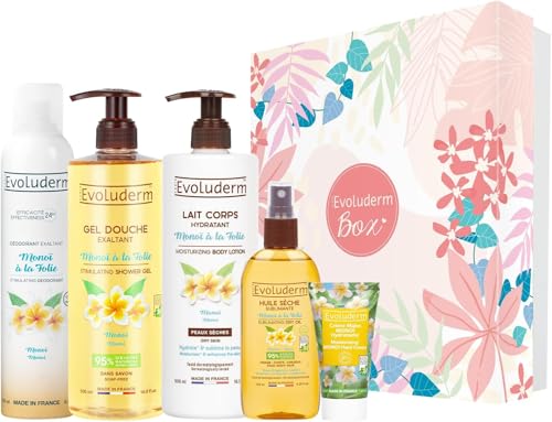 EVOLUDERM - Geschenkset für Damen, Körper aus Monoï de Tahiti – 5 Produkte – Box L – natürliche Herkunft – Ideal Geschenk zu Weihnachten, Geburtstag, Muttertag (Harmonie) von Evoluderm