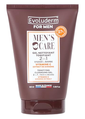EVOLUDERM – Reinigungsgel für Herren – 100 ml – 97 % natürlicher Ursprung – vegan – hergestellt in Frankreich von Evoluderm