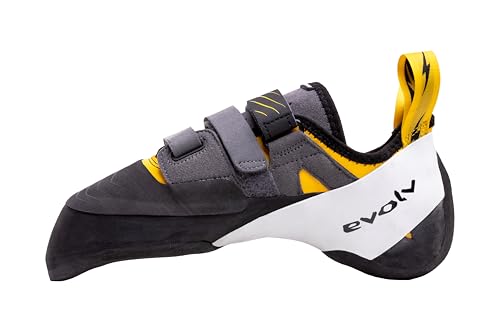 Evolv Shaman Grau - Moderner aggressiver Kletterschuh, Größe EU 44.5 - Farbe Gold - Grey - White von Evolv