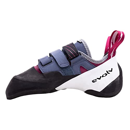 Evolv Shaman Lv Grau-Pink-Weiß - Leistungsorientierter Veganer Kletterschuh, Größe EU 39 - Farbe Beet Red - Slate von Evolv