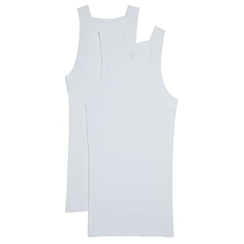 Evolve Herren Cotton Comfort Square Cut Tank Multi Pack Unterhemd, Weiß, M EU von Evolve