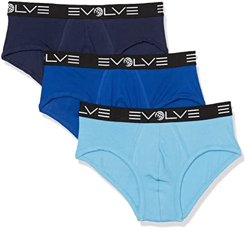 Evolve Herren Baumwoll-Stretch, 3er-Pack Slip, Varsity Navy/Surf The Web/Alaskan Blue, Large von Evolve