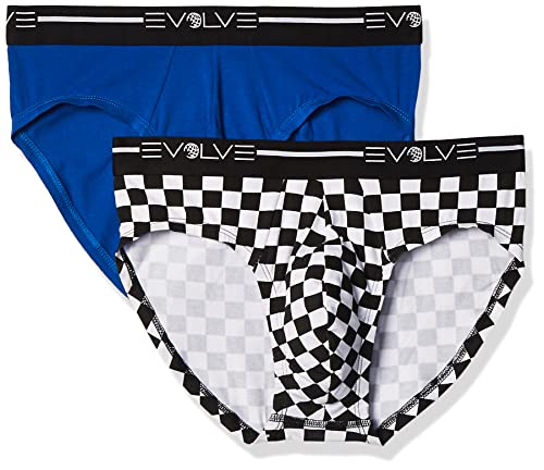 Evolve Herren Cotton Stretch No Show Unterwäsche Slip, Lapis Blue/Check/Black/White, Medium von Evolve