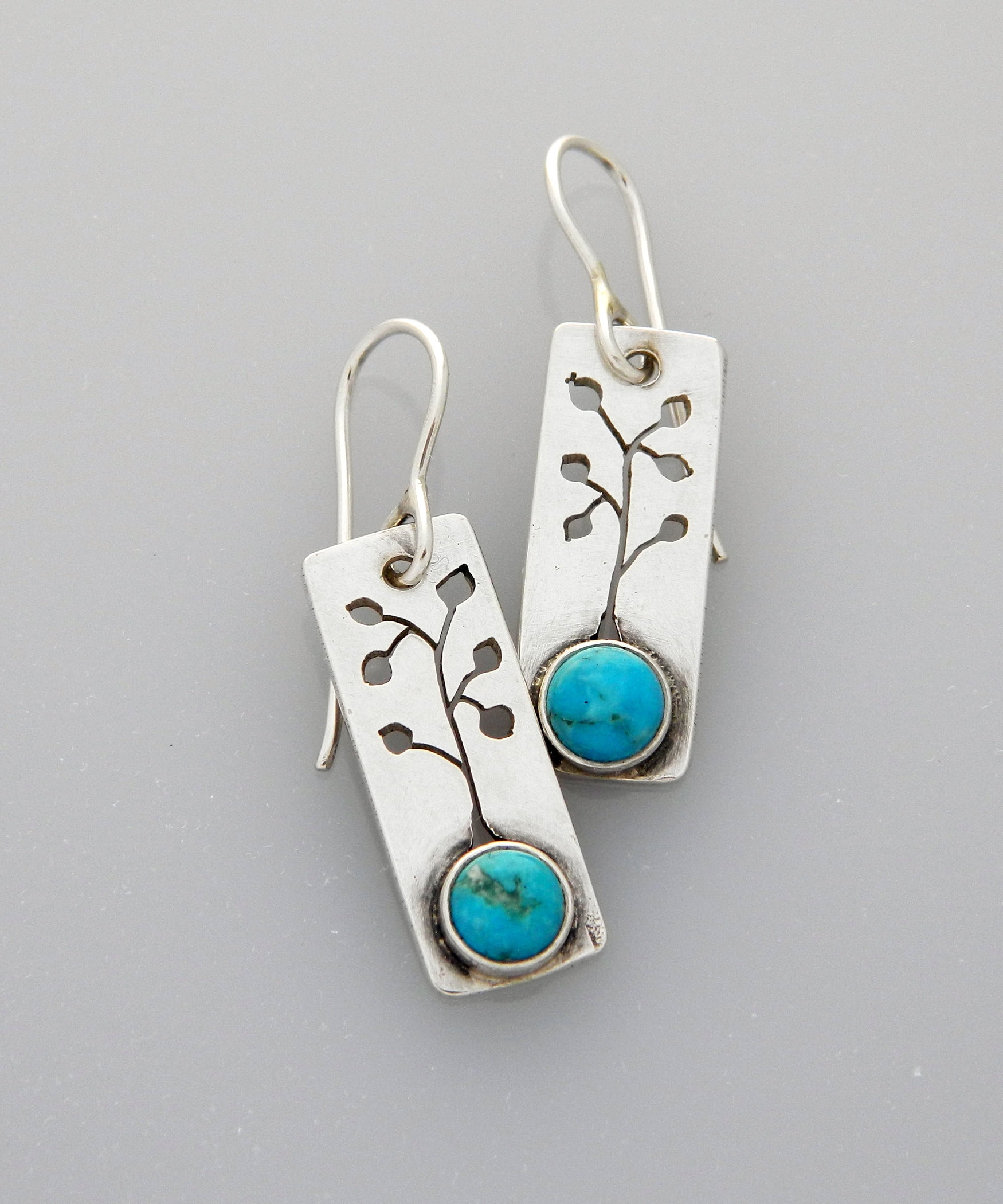 Silberschmuck, Handgemachte Silberne Baumohrringe, Naturschmuck Mit Türkisem "Espen Tree" von EvolveJewelryStudio