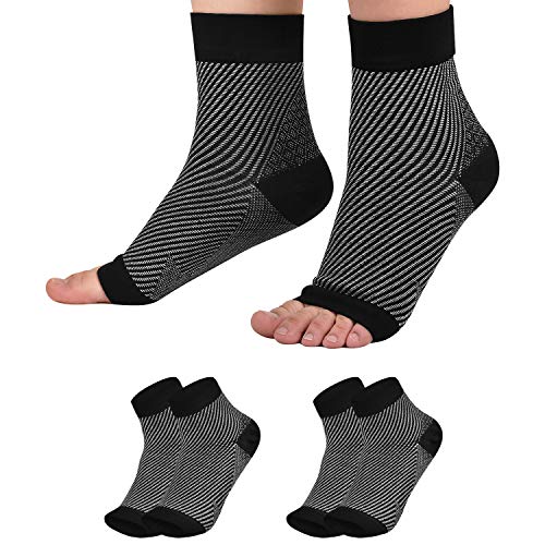 Evolyline 2 Paar Kompressionsstrümpfe für Damen & Herren, Sprunggelenkbandage Knöchelbandage Fußbandage Kompressionssocken Plantar Fasciitis Socken für Sport Fitness Laufen Durchblutungsförderung von Evolyline