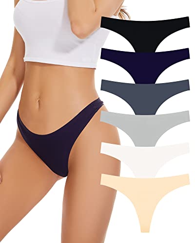 Evolyline 6erPack Seamless String Tanga Damen Nahtlose Tangas Seamless String Tangas Frauen Nahtlos Slips String Niedrige Taille Tanga Damen Unsichtbar Weich Panties Mehrpack Unterwäsche von Evolyline