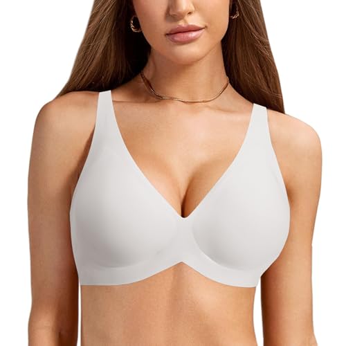 Evolyline BH Damen Ohne Bügel Große Brüste Starker Halt, Nahtloser V-Ausschnitt Bralette Push up Seamless Soft Gepolstert, Bequemer Rückenfrei Erscheinen Minimizer Bra mit Zusätzlicher Verlängerung von Evolyline