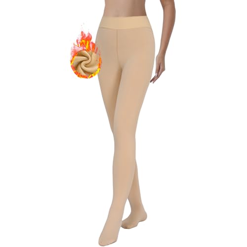 Evolyline Damen Strumpfhose Winter Thermo Strumpfhose Fleece Strumpfhosen Gefüttert Warm Blickdichte Winter Fleece Lined Tights Warme Winter Dicke Leggings für Damen von Evolyline