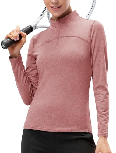 Evolyline Damen Langarmshirt 1/4 Reißverschluss Pullover Damen, Sportshirt Langarm Laufshirt Atmungsaktiv thermoshirt, Funktionsshirt Langarm Stehkragen Sportoberteile von Evolyline