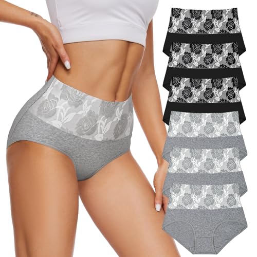 Evolyline Damen Unterhosen Baumwolle Unterwäsche Frauen Set Hohe Taille Slips, Bauchweg Unterhose Weich Atmungsaktiv Panties, Seamless Slip Taillenslips Baumwoll Mehrpack von Evolyline