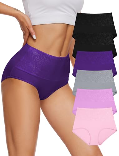 Evolyline Damen Unterhosen Baumwolle Unterwäsche Hohe Taille Slips Weich Atmungsaktiv Panties Hohe TaillenslipsBaumwoll Slips Unterwäsche für Frauen Mehrpack von Evolyline