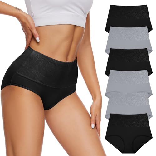 Evolyline Damen Unterhosen Baumwolle Unterwäsche Hohe Taille Slips Weich Atmungsaktiv Panties Hohe TaillenslipsBaumwoll Slips Unterwäsche für Frauen Mehrpack von Evolyline