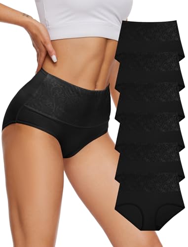 Evolyline Damen Unterhosen Baumwolle Unterwäsche Hohe Taille Slips Weich Atmungsaktiv Panties Hohe TaillenslipsBaumwoll Slips Unterwäsche für Frauen Mehrpack von Evolyline