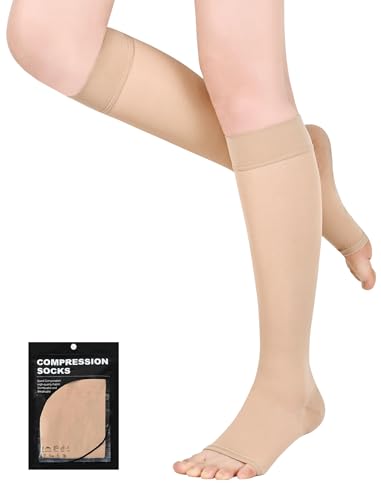 Evolyline Kompressionsstrümpfe Damen Herren 18-22 mmHg Klasse 1, Waden Offene Zehe Stützstrümpfe Kompressionssocken Thrombosestrümpfe Abgestufte Unterstützung ödeme von Evolyline