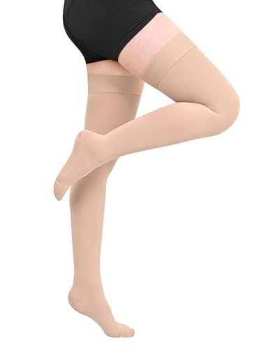 Evolyline Medizinisch Kompressionsstrümpfe Damen Herren 15-20 mmHg, Klasse I Oberschenkel Lang Kompressionssocken Stützstrümpfe Geschlossenem Zeh Silikonband für Abgestufte Unterstützung Krampfadern von Evolyline
