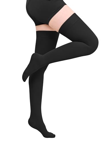 Evolyline Medizinisch Kompressionsstrümpfe Damen Herren 15-20 mmHg, Klasse I Oberschenkel Lang Kompressionssocken Stützstrümpfe Geschlossenem Zeh Silikonband für Abgestufte Unterstützung Krampfadern von Evolyline