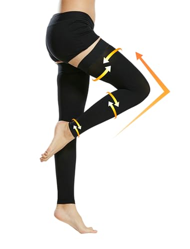 Evolyline Medizinisch Kompressionsstrümpfe Damen & Herren 20-30 mmHg, Klasse II Oberschenkel Lang Kompressionssocken Stützstrümpfe Footless mit Silikonband für Abgestufte Unterstützung Krampfadern von Evolyline