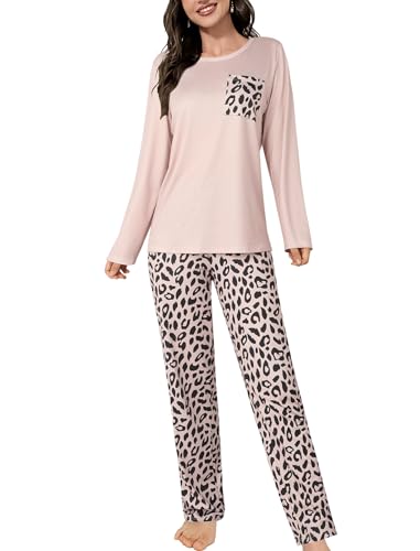 Evolyline Schlafanzug Damen Lang Pjama Set Zweiteiliger Schlafanzüge für Damen Langarm Nachtwäsche Pyjama Loungewear Homewear Lounge Set Kuschelig Hausanzug für Herbst Winter Pajamas for Women von Evolyline