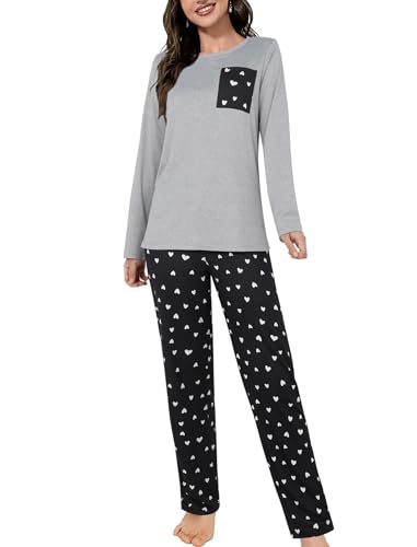 Evolyline Schlafanzug Damen Lang Pjama Set Zweiteiliger Schlafanzüge für Damen Langarm Nachtwäsche Pyjama Loungewear Homewear Lounge Set Kuschelig Hausanzug für Herbst Winter Pajamas for Women von Evolyline