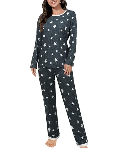 Evolyline Pyjama Damen Schlafanzug Lang Pjama Set Zweiteiliger Schlafanzüge für Damen Langarm Nachtwäsche Loungewear Homewear Lounge Set Kuschelig Hausanzug für Herbst Winter Pajamas for Women von Evolyline
