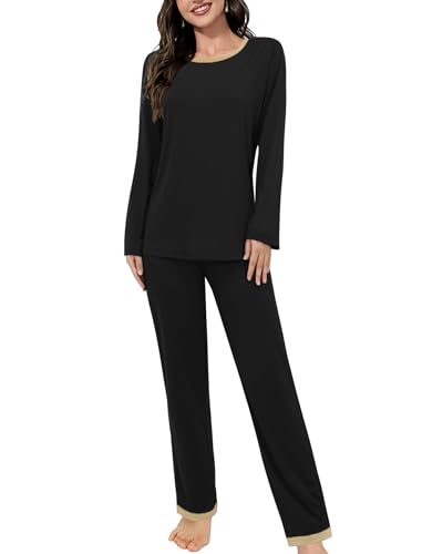 Evolyline Pyjama Damen Schlafanzug Lang Pjama Set Zweiteiliger Schlafanzüge für Damen Langarm Nachtwäsche Loungewear Homewear Lounge Set Kuschelig Hausanzug für Herbst Winter Pajamas for Women von Evolyline