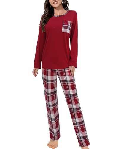 Evolyline Schlafanzug Damen Lang Pjama Set Zweiteiliger Schlafanzüge für Damen Langarm Nachtwäsche Pyjama Loungewear Homewear Lounge Set Kuschelig Hausanzug für Herbst Winter Pajamas for Women von Evolyline