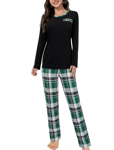 Evolyline Schlafanzug Damen Lang Pjama Set Zweiteiliger Schlafanzüge für Damen Langarm Nachtwäsche Pyjama Loungewear Homewear Lounge Set Kuschelig Hausanzug für Herbst Winter Pajamas for Women von Evolyline