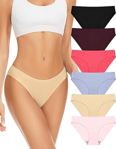 Evolyline Seamless Slips Damen Nahtlos Slips Stretch Hipster Weiche Stretch Unterwäsche Unsichtbare Unterhosen Brazilian Slips No Show Unsichtbar Unterwäsche Mehrpack von Evolyline